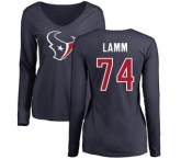 NFL Women's Nike Houston Texans #74 Kendall Lamm Navy Blue Name & Number Logo Long Sleeve T-Shirt