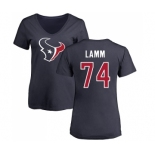 NFL Women's Nike Houston Texans #74 Kendall Lamm Navy Blue Name & Number Logo T-Shirt