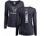 NFL Women's Nike Houston Texans #87 Demaryius Thomas Navy Blue Backer Long Sleeve T-Shirt