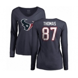 NFL Women's Nike Houston Texans #87 Demaryius Thomas Navy Blue Name & Number Logo Long Sleeve T-Shirt