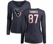 NFL Women's Nike Houston Texans #87 Demaryius Thomas Navy Blue Name & Number Logo Long Sleeve T-Shirt