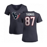 NFL Women's Nike Houston Texans #87 Demaryius Thomas Navy Blue Name & Number Logo T-Shirt