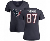 NFL Women's Nike Houston Texans #87 Demaryius Thomas Navy Blue Name & Number Logo T-Shirt