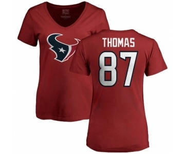 NFL Women's Nike Houston Texans #87 Demaryius Thomas Red Name & Number Logo T-Shirt