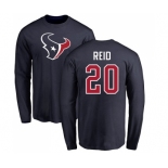 NFL Nike Houston Texans #20 Justin Reid Navy Blue Name & Number Logo Long Sleeve T-Shirt