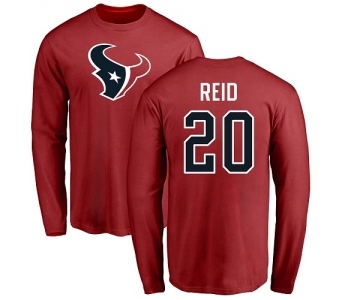 NFL Nike Houston Texans #20 Justin Reid Red Name & Number Logo Long Sleeve T-Shirt