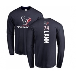 NFL Nike Houston Texans #74 Kendall Lamm Navy Blue Backer Long Sleeve T-Shirt