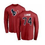 NFL Nike Houston Texans #74 Kendall Lamm Red Name & Number Logo Long Sleeve T-Shirt