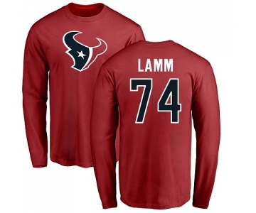 NFL Nike Houston Texans #74 Kendall Lamm Red Name & Number Logo Long Sleeve T-Shirt