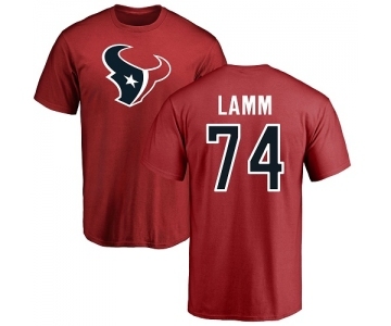 NFL Nike Houston Texans #74 Kendall Lamm Red Name & Number Logo T-Shirt