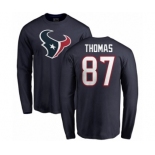 NFL Nike Houston Texans #87 Demaryius Thomas Navy Blue Name & Number Logo Long Sleeve T-Shirt