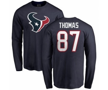 NFL Nike Houston Texans #87 Demaryius Thomas Navy Blue Name & Number Logo Long Sleeve T-Shirt