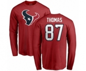 NFL Nike Houston Texans #87 Demaryius Thomas Red Name & Number Logo Long Sleeve T-Shirt