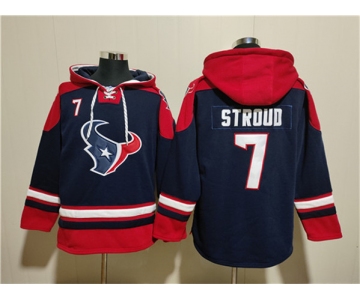 Men's Houston Texans #7 C.J. Stroud Navy Ageless Must-Have Lace-Up Pullover Hoodie