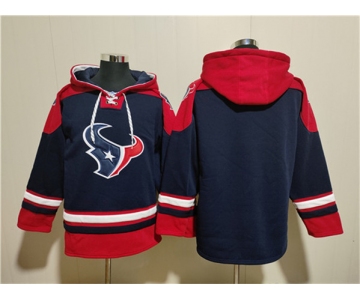 Men's Houston Texans Blank Navy Ageless Must-Have Lace-Up Pullover Hoodie