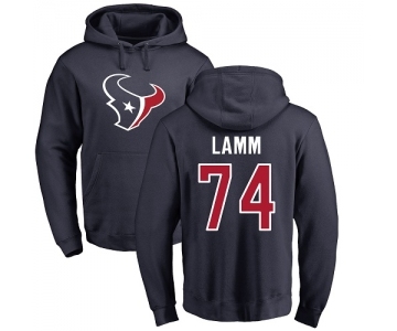 NFL Nike Houston Texans #74 Kendall Lamm Navy Blue Name & Number Logo Pullover Hoodie