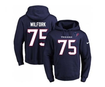 Nike Houston Texans #75 Vince Wilfork Navy Blue Name & Number Pullover NFL Hoodie