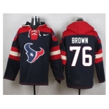 Nike Houston Texans #76 Duane Brown Navy Blue Player Pullover Hoodie