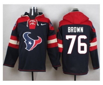 Nike Houston Texans #76 Duane Brown Navy Blue Player Pullover Hoodie