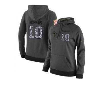 NFL Women's Nike Houston Texans #10 DeAndre Hopkins Stitched Black Anthracite Salute to Service Player Performance Hoodie