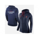 Women Nike Houston Texans Full-Zip Performance Hoodie Dark Blue