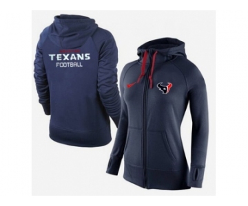 Women Nike Houston Texans Full-Zip Performance Hoodie Dark Blue