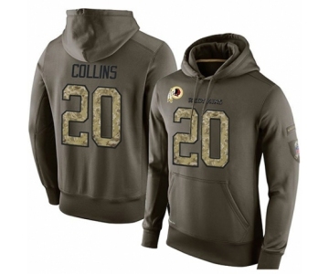 Football Men's Washington Redskins #20 Landon Collins Green Salute To Service Pullover Hoodie