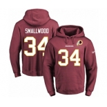 Football Men's Washington Redskins #34 Wendell Smallwood Red Name & Number Pullover Hoodie