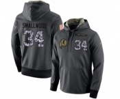 Football Men's Washington Redskins #34 Wendell Smallwood Stitched Black Anthracite Salute to Service Player Performance Hoodie