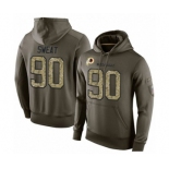 Football Men's Washington Redskins #90 Montez Sweat Green Salute To Service Pullover Hoodie