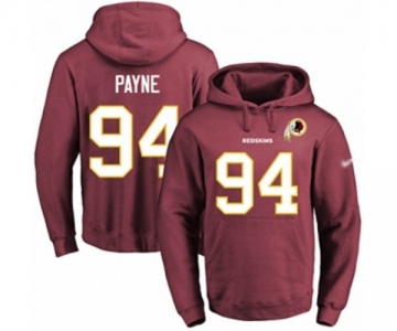 Football Men's Washington Redskins #94 Da'Ron Payne Burgundy Red Name & Number Pullover Hoodie