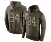 Football Men's Washington Redskins #94 Da'Ron Payne Green Salute To Service Pullover Hoodie