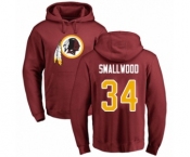 Football Washington Redskins #34 Wendell Smallwood Maroon Name & Number Logo Pullover Hoodie