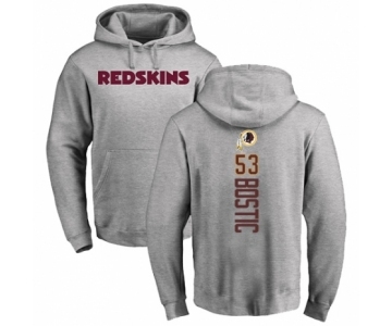 Football Washington Redskins #53 Jon Bostic Ash Backer Pullover Hoodie