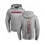 Football Washington Redskins #77 Ereck Flowers Ash Backer Pullover Hoodie