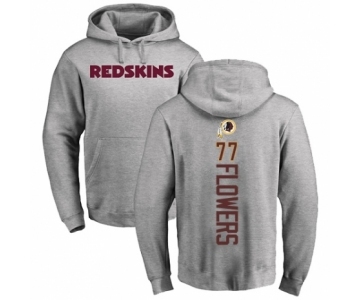 Football Washington Redskins #77 Ereck Flowers Ash Backer Pullover Hoodie