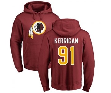 Football Washington Redskins #91 Ryan Kerrigan Maroon Name & Number Logo Pullover Hoodie