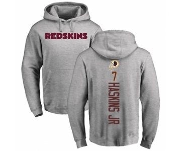 Washington Redskins #7 Dwayne Haskins Ash Backer Pullover Hoodie