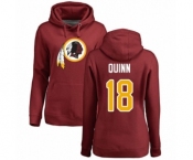 Football Women's Washington Redskins #18 Trey Quinn Maroon Name & Number Logo Pullover Hoodie