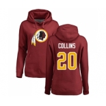 Football Women's Washington Redskins #20 Landon Collins Maroon Name & Number Logo Pullover Hoodie