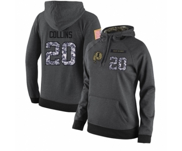 Football Women's Washington Redskins #20 Landon Collins Stitched Black Anthracite Salute to Service Player Performance Hoodie