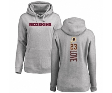 Football Women's Washington Redskins #23 Bryce Love Ash Backer Pullover Hoodie