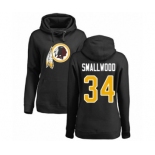 Football Women's Washington Redskins #34 Wendell Smallwood Black Name & Number Logo Pullover Hoodie