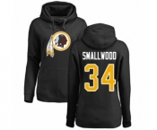 Football Women's Washington Redskins #34 Wendell Smallwood Black Name & Number Logo Pullover Hoodie