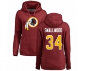 Football Women's Washington Redskins #34 Wendell Smallwood Maroon Name & Number Logo Pullover Hoodie