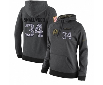 Football Women's Washington Redskins #34 Wendell Smallwood Stitched Black Anthracite Salute to Service Player Performance Hoodie