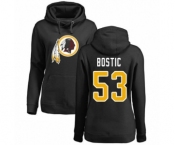 Football Women's Washington Redskins #53 Jon Bostic Black Name & Number Logo Pullover Hoodie