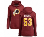 Football Women's Washington Redskins #53 Jon Bostic Maroon Name & Number Logo Pullover Hoodie