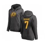 Football Women's Washington Redskins #7 Dwayne Haskins Ash One Color Pullover Hoodie