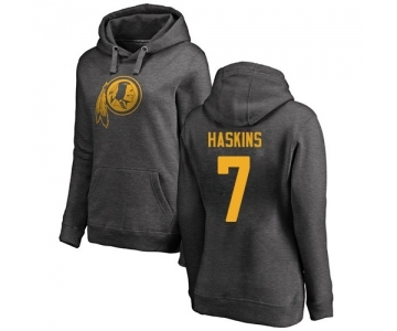 Football Women's Washington Redskins #7 Dwayne Haskins Ash One Color Pullover Hoodie